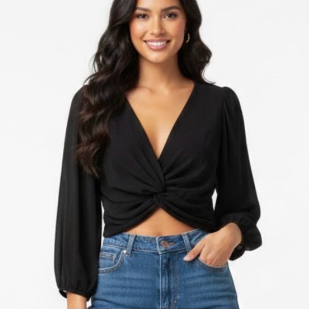 Abercrombie & Fitch Black Twist-Front Top